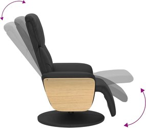 vidaXL Πολυθρόνα Ανακλινόμενη με Υποπόδιο Μαύρη από Συνθετικό Δέρμα