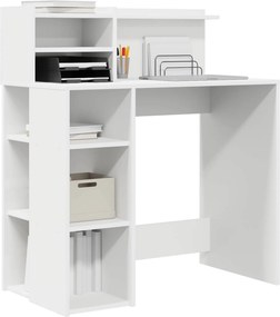 vidaXL Γραφείο με ράφι Λευκό 90 x 48 x 101,5 εκ. Επεξεργασμένο ξύλο