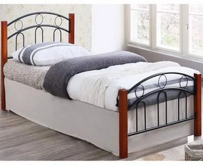 Κρεβάτι Διπλό Norton Ε8109 165x211x79/160x200cm Black Walnut Διπλό Μέταλλο,Ξύλο