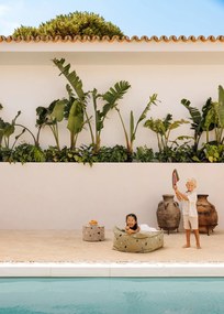 Terrazzo Πουφ Υφασμα Μπουκλε / Σενιλ Ανοιχτό Πράσινο