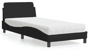 Κρεβάτι με Στρώμα Μαύρο 90x190 εκ.Υφασμάτινο