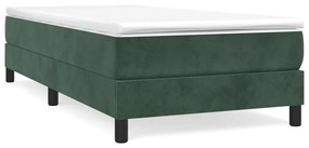 vidaXL Κρεβάτι Boxspring με Στρώμα Σκούρο Πράσινο 90x200 εκ. Βελούδινο