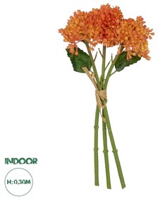 GloboStar® Artificial Garden ORANGE HYACINTH BOUQUET 21357 Τεχνητό Διακοσμητικό Μπουκέτο Πορτοκαλί Υάκυνθος Y30cm