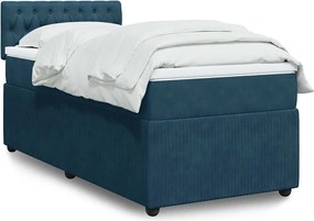 vidaXL Κρεβάτι Boxspring με Στρώμα Μπλε 100x200 εκ. Βελούδινο