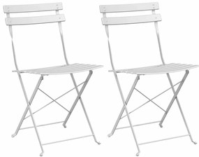 vidaXL Πτυσσόμενη Καρέκλα Κήπου 2 pcs Λευκό 42 x 46 x 82εκ Ατσάλι