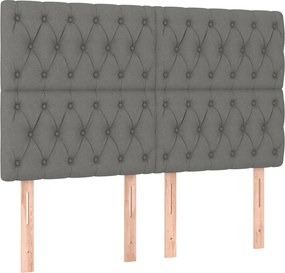 vidaXL Κρεβάτι Boxspring με Στρώμα Σκούρο Γκρι 140x200 εκ Υφασμάτινο