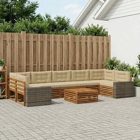 vidaXL Σειρά Καναπέ Εξωτερικού 8 pcs Φυσικό και Μπεζ