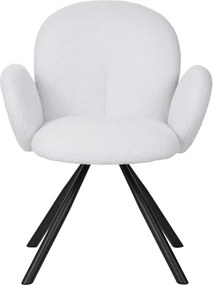 Πολυθρόνα Garzele Inart λευκό μπουκλέ ύφασμα-πόδι μαύρο μέταλλο 68x66x82.5εκ