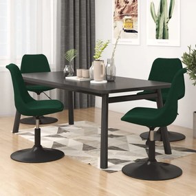vidaXL Καρέκλες Τραπεζαρίας Περιστρ. 4 τεμ. Σκούρο Πράσινο Βελούδινες
