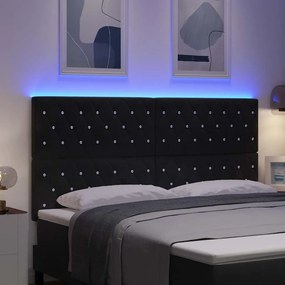 vidaXL LED κεφαλάρι Μαύρο Βελούδο