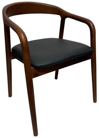 Καρέκλα Πολυθρόνα Hogie rubberwood σε καφέ απόχρωση με μαύρο pu μαξιλάρι 61x60x76εκ 2αδα 61x60x76 εκ.