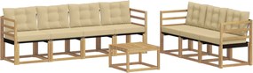 vidaXL Σειρά Καναπέ Εξωτερικού με μαξιλάρι 8 pcs Λευκό και Μπεζ