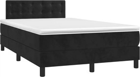 vidaXL Κρεβάτι Boxspring με Στρώμα Μαύρο 120x190 εκ. Βελούδινο