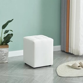 Cube White Pu Σκαμπο 35X35X42Εκ.