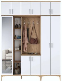 Έπιπλο Εισόδου 893RAN5425 180x37,5x240cm Walnut-White Μοριοσανίδα, Μελαμίνη