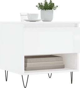 vidaXL Τραπεζάκια Σαλονιού 2 τεμ. Γυαλ. Λευκό 50x46x50 εκ. Επεξ. Ξύλο