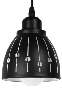 HUNTON 01476 Μοντέρνο Κρεμαστό Φωτιστικό Οροφής Μονόφωτο 1 x E27 Μεταλλικό Μαύρο Λευκό Καμπάνα Φ13 x Υ14cm