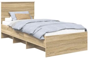 vidaXL Σκελετός Κρεβατιού Δρύς Sonoma 90 x 200 cm Επεξεργασμένο ξύλο