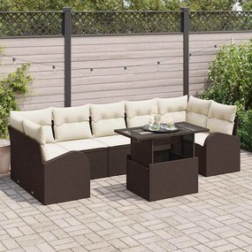 vidaXL Σετ Καναπέ Κήπου με μαξιλάρι 8 pcs Καφέ Πολυ ράταν