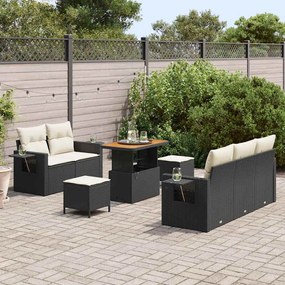 vidaXL Σετ Καναπέ Κήπου 8 pcs Μαύρο συνθετικό ρατάν