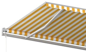 vidaXL Τέντα Συρόμενη Χειροκίνητη με Στύλους Κίτρινο/Λευκό 6 x 3,5 μ.