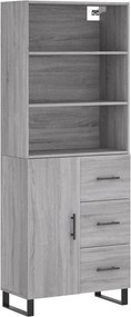 vidaXL Ντουλάπι Γκρι Sonoma 69,5 x 34 x 180 εκ. Επεξεργασμένο Ξύλο