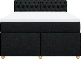 vidaXL Κρεβάτι Boxspring με Στρώμα Μαύρο 140x190 εκ. Υφασμάτινο