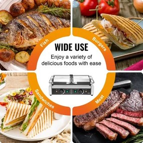 VEVOR Commercial Panini Press Grill Electric Sandwich Maker Plate 485x230mm