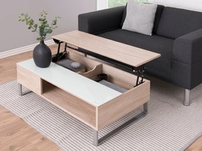 Πολυμορφικό τραπέζι σαλονιού Oakland 135, Sonoma οξιά, 35x60x110cm, 32 kg, Επεξεργασμένο γυαλί, Ινοσανίδες μέσης πυκνότητας, Γωνιακό | Epipla1.gr