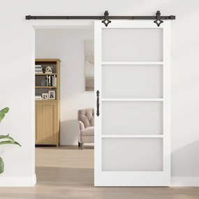 vidaXL Συρόμενη Πόρτα ORKDAL Λευκό και Μαύρο 93 x 202 cm