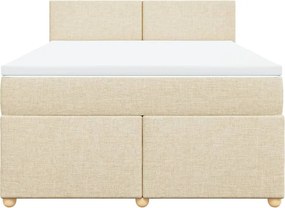 vidaXL Κρεβάτι Boxspring με Στρώμα Κρεμ 140x200 εκ. Υφασμάτινο