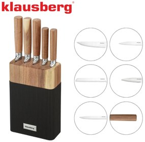 Σετ μαχαιριών Klausberg KB 7981, 6 τεμάχια, Ανοξείδωτο ατσάλι, Βάση, Καφέ/Γραφίτης