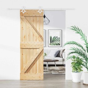 vidaXL Συρόμενη Πόρτα Φυσικό και Λευκό 70 x 210 cm