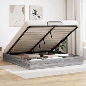 vidaXL Κρεβάτι Οθωμανικού Τύπου Γκρι Sonoma 160 x 200 cm