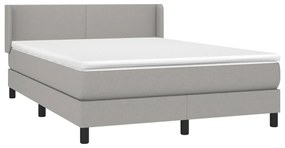 vidaXL Κρεβάτι Boxspring με Στρώμα Ανοιχτό Γκρι 140x190 εκ. Υφασμάτινο