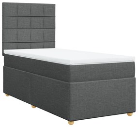 ΚΡΕΒΑΤΙ BOXSPRING ΜΕ ΣΤΡΩΜΑ ΣΚΟΥΡΟ ΓΚΡΙ 90X190 ΕΚ. ΥΦΑΣΜΑΤΙΝΟ 3293436