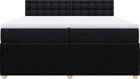 vidaXL Κρεβάτι Boxspring με Στρώμα Μαύρο 200x200 εκ. Υφασμάτινο