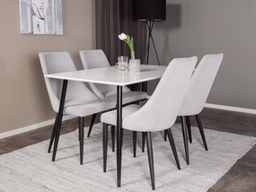 Τραπέζι Dallas 4306, Γυαλιστερό λευκό, Μαύρο, 75x80x120cm, 23 kg, Ινοσανίδες μέσης πυκνότητας, Μέταλλο | Epipla1.gr