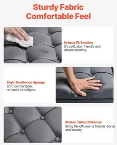 VEVOR 31 in Square Leather Ottoman with Storage Coffee Table for Living Room