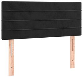 vidaXL Κρεβάτι Boxspring με Στρώμα &amp; LED Μαύρο 100x200 εκ. Βελούδινο