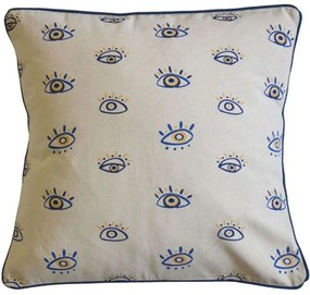 Μαξιλάρι Διακοσμητικό (Με Γέμιση) Eyes 021790 White-Blue 45X45 100% Cotton