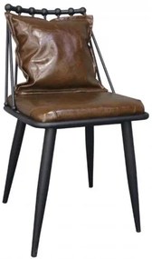 DANTE Καρέκλα Μεταλλική Μαύρη/PU Vintage Brown 41x52x72cm ΕΜ715,1