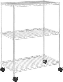vidaXL Ραφιέρα 3 Επιπέδων με Τροχούς Χρωμέ 60x35x81 εκ. 150 κ.