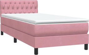 vidaXL Κρεβάτι Boxspring με Στρώμα Ροζ 80x220 εκ. Βελούδινο
