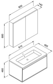 Πάγκος μπάνιου με Νιπτήρα BELLA 80 Μπέζ 81x46.5x46 εκ.