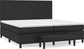 vidaXL Κρεβάτι Boxspring με Στρώμα Μαύρο 200x200 εκ. Συνθετικό Δέρμα