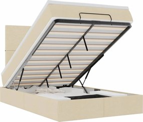 vidaXL Οθωμανικό κρεβάτι με στρώμα Cream 120x190 cm Ύφασμα