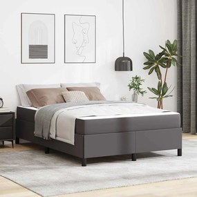 vidaXL Σκελετός κρεβατιού με στρώμα Γκρι 140 x 190 cm Τεχνητό δέρμα