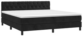 Κρεβάτι Boxspring με Στρώμα Μαύρο 160x200 εκ. Βελούδινο - Μαύρο