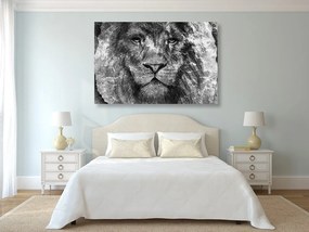 Εικόνα προσώπου λιονταριού σε ασπρόμαυρο - 120x80